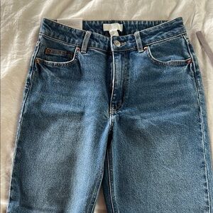H&M Dark Blue High Waist Straight Jeans